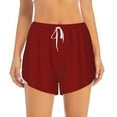 thumbnail image 2 of Vsdgher Maroon Print Women's Running Double Layer Shorts High Waisted with Pockets Elastic Yoga Workout Athletic Gym Sports, 2 of 8