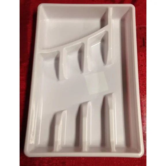 White Silverware Flatware Utensil Cutlery Tray Organizer 13X9X2 Inches New