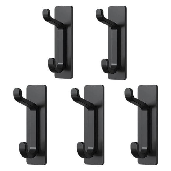 Meitianfacai Adhesive Hooks Stainless Steel Self Adhesive Robe Coat Hook For Bathroom Kitchen Wall Mounted Door Clothes Hook No Screws Damage, Black