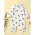 thumbnail image 4 of Arvbitana 0-24 Months Infant Baby Girls Boys Romper Bear Print Turn-Down Collar Long Sleeve Infant Jumpsuits Spring Fall Casual Newborn Bodysuits, 4 of 9