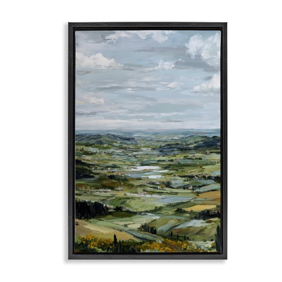 Stupell Industries Valley Living with Verdant Hills Black Framed Floater Canvas Wall Art, design by Petal Prints Design