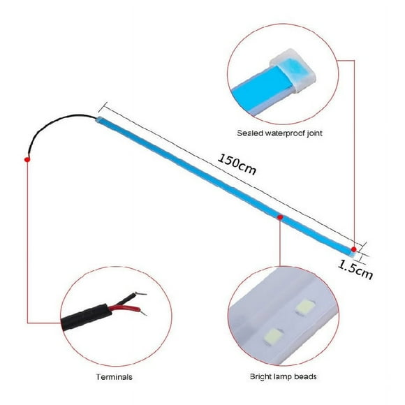 HOARBOEG Car Hood Light Strip, 47 Inch Led Strip Lights For Car Hood Universal Engine Hood Guide Decorative Light Bar 12V Flexible Headlight Daytime Running