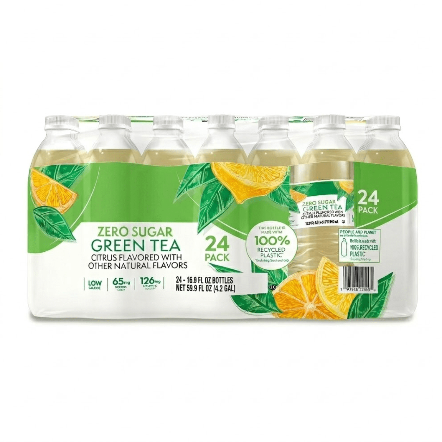 Zero Sugar Green Tea with Citrus Flavor – 16.9 fl oz Bottles (48 Pack)