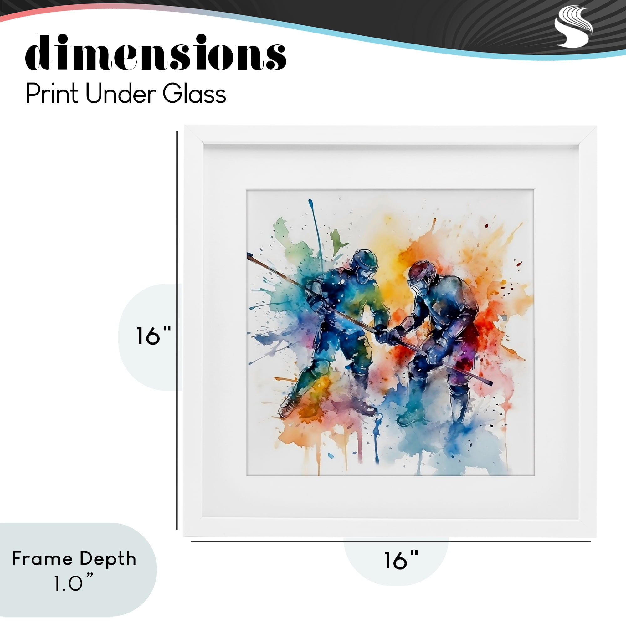 Stupell Industries Watercolor Hockey Faceoff White Framed Print Under Glass, design by Creative Studio