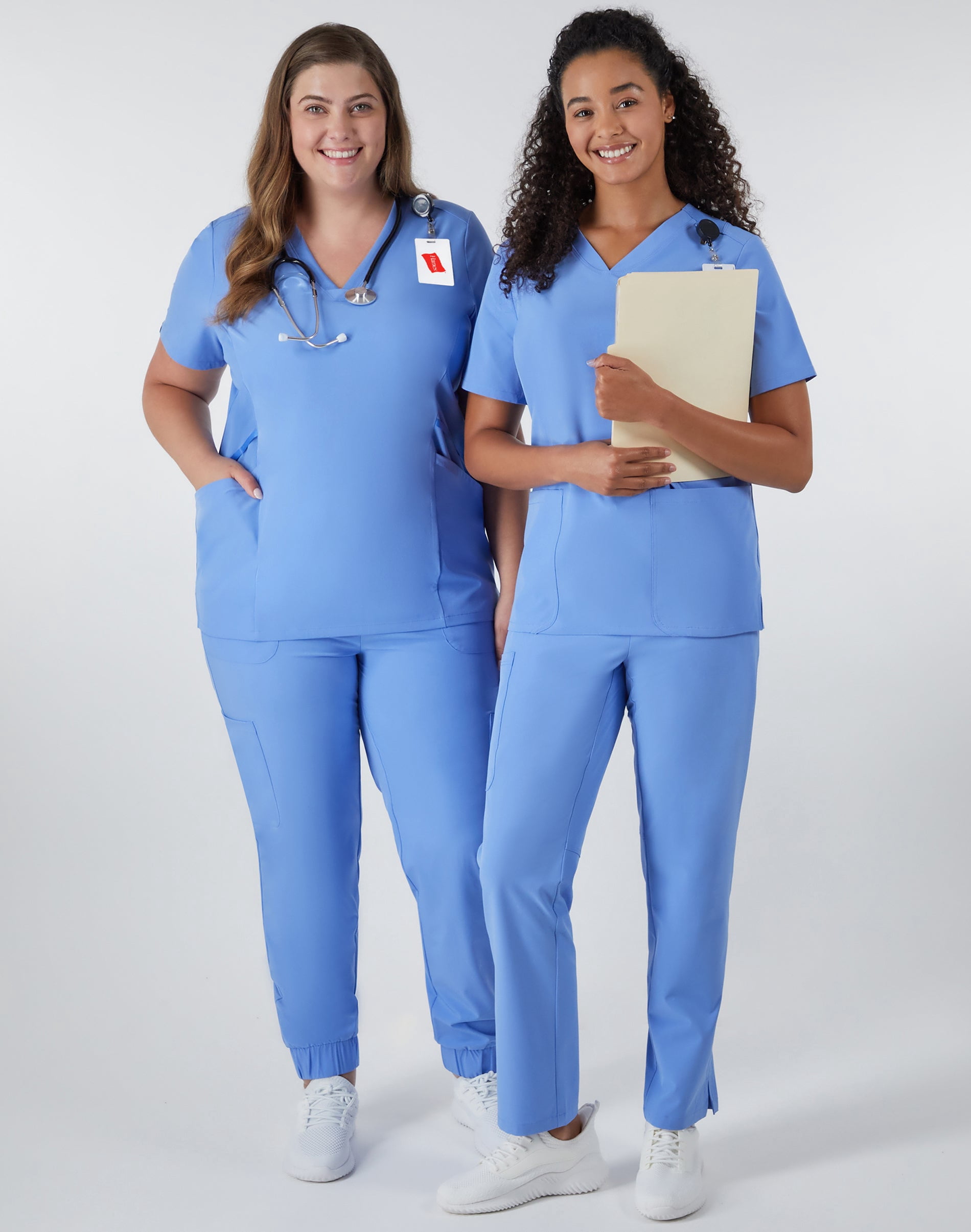Hanes Comfort Fit Scrubs Women's Scrub Top Ceil Blue M