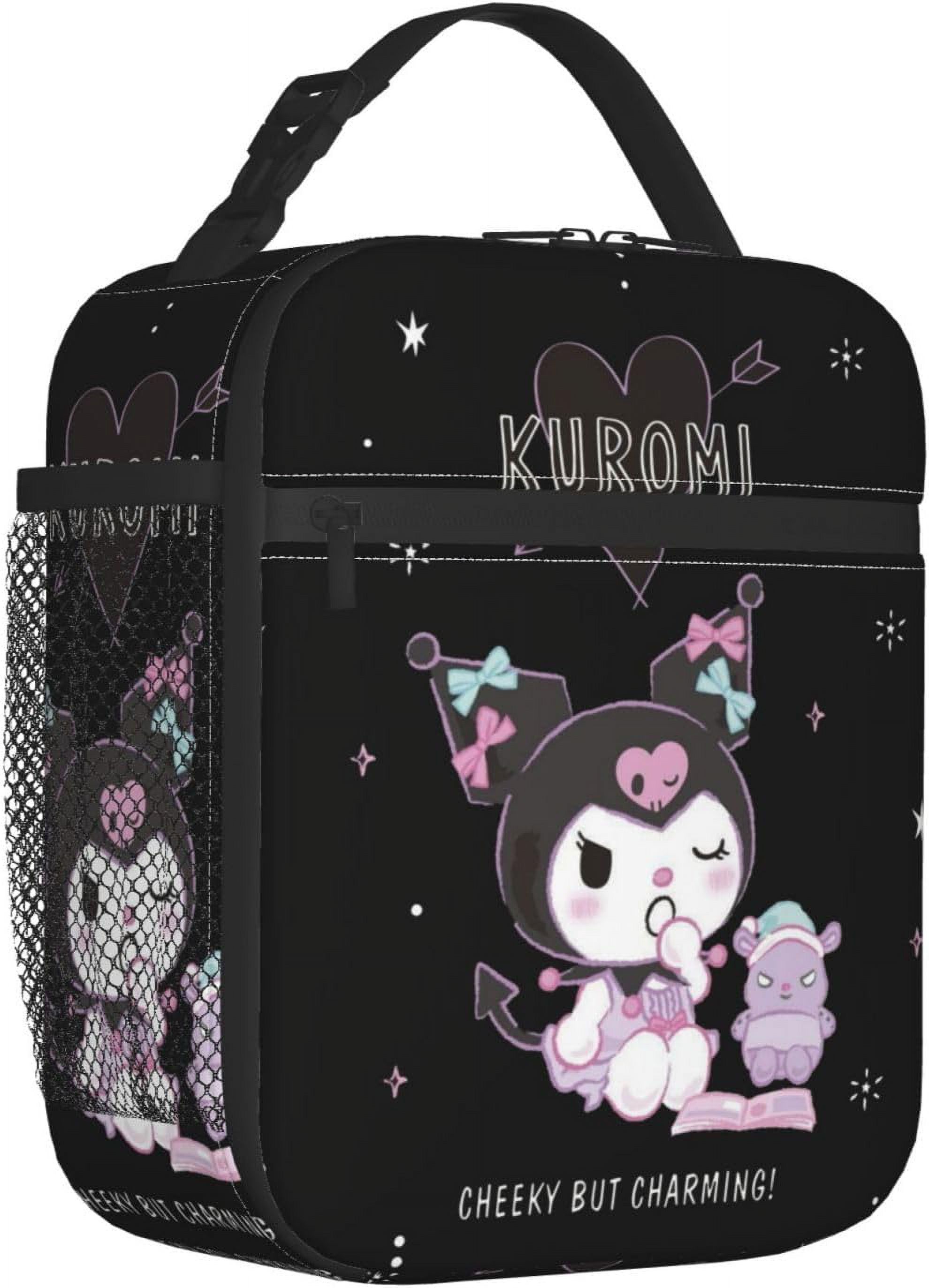 Kuromi Reusable Cute Cartoon Black Cat Lunch Bag Insulated Office Outdoor Portable Lunch Box (Heiku-17)