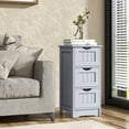 thumbnail image 2 of Giantex Bathroom Storage Cabinet, Space-saving Slim Storage Organizer, Freestanding Wooden Narrow Floor Cabinet, Grey, 2 of 8