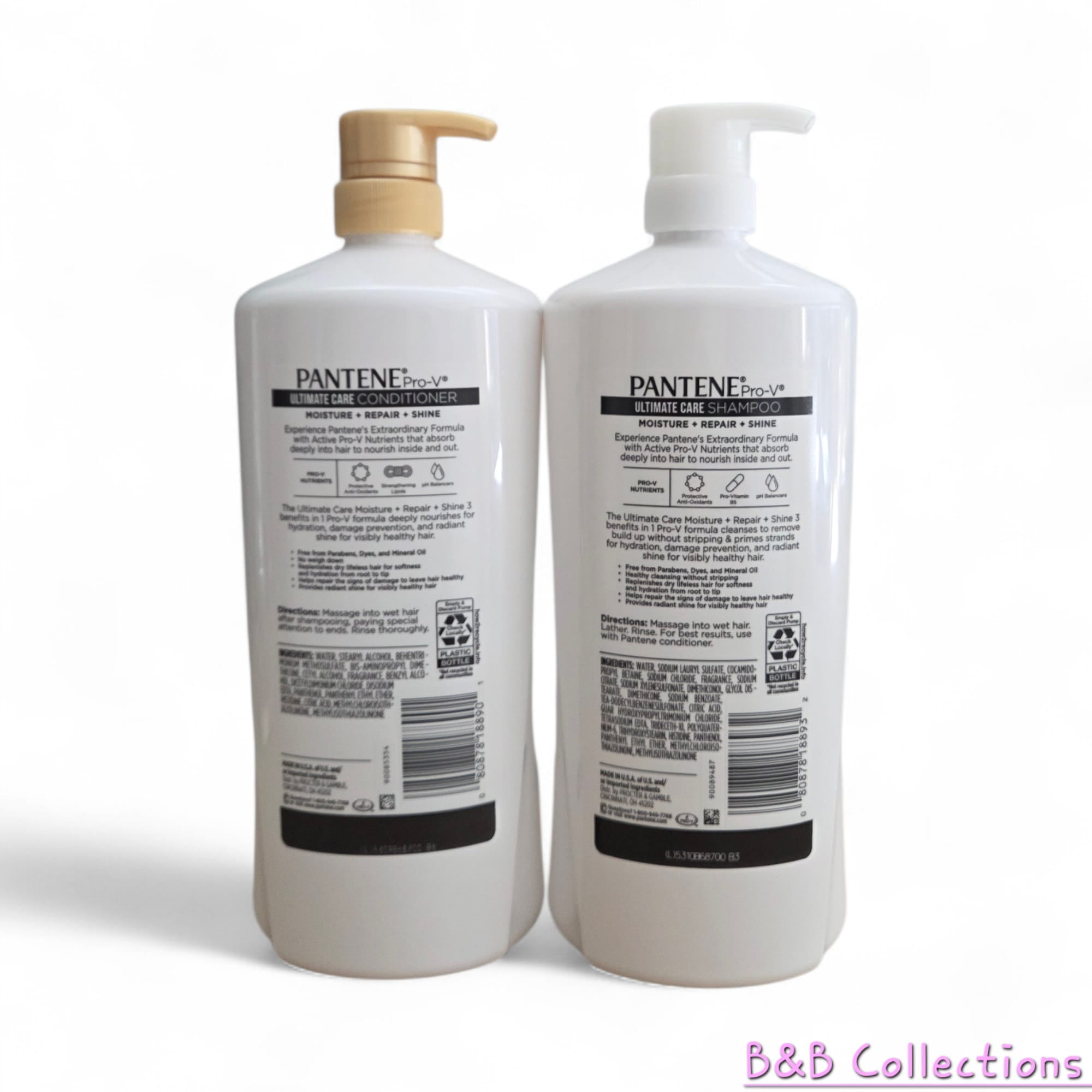 Pantene Pro-V Ultimate Care Shampoo & Conditioner Set, Moisture Repair & Shine, 38.2 fl oz Each