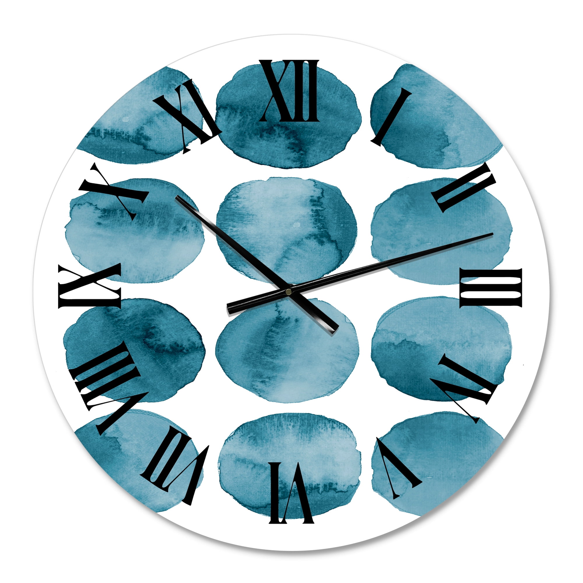 Designart 'Aquamarine Circles Blue Geometric Elements' Modern Wall Clock