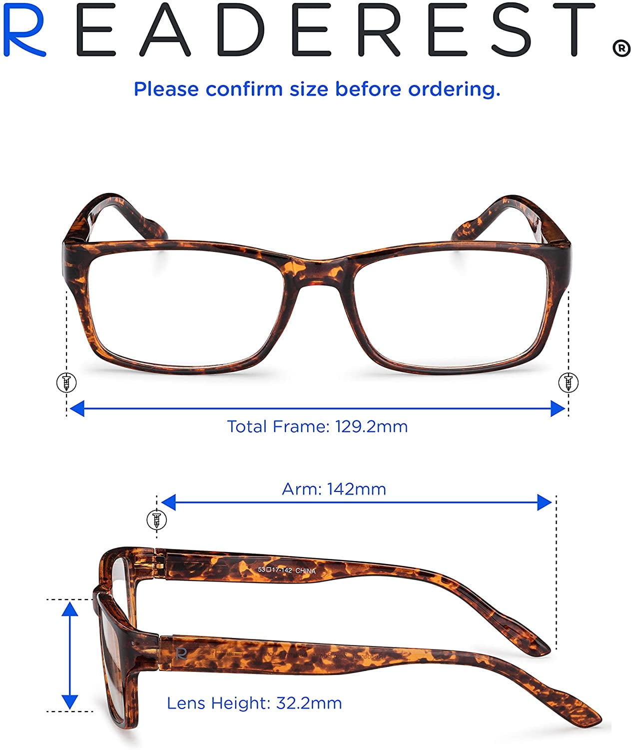 Readerest Blue Light Blocking Reading Glasses Tortoise 200 Magnification