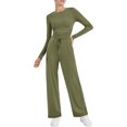 thumbnail image 2 of Women's 2 Piece Outfits Lounge Sets 2026 Long Sleeve Tops Wide Leg Pants Casual Matching Set, 2 of 4