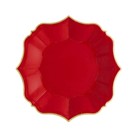 Ruby Red Dessert Plates | Unique Porcelain Inspired Paper Party Plate
