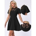 thumbnail image 2 of Unique Bargains Women's Lace Mesh Halter Neck Gothic Midi Dresses XS Black, 2 of 6