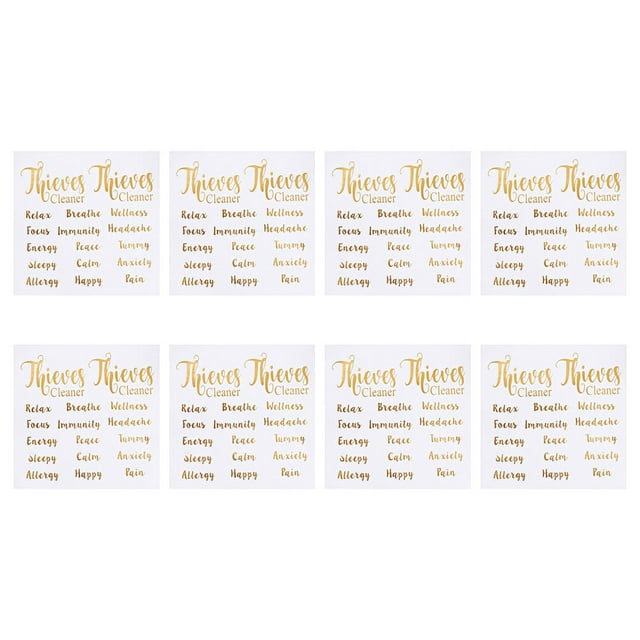 MasteelfCA 8 Sheets Essential Oil Labels Stickers Gold Letter Labels Roller Bottles Sticker