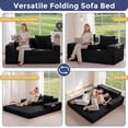 thumbnail image 2 of BYBYME Convertible Wide-wale corduroy Sofa Bed,Folding Lounger 4-in-1 Boneless Sofa with 2 Pillows and Cup Holder,Floor Sofa for Small Spaces Such as Living Rooms,No Assembly Required,Loveseat,Black, 2 of 7