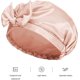 thumbnail image 4 of Gorro de baño con lazo reutilizable, gorro de ducha impermeable, gorro de ducha con turbante, gorro de baño ajustable para mujeres y niñas, Spa de belleza para el cabello (rosa + negro), 4 of 4
