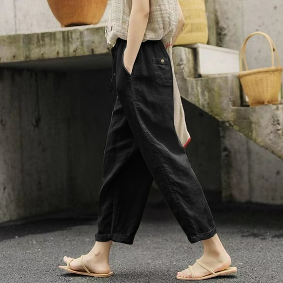 Women Solid Lace Up Trouser Pant Casual Baggy Elastic Waist Trouser Wide Leg Pant With Pocket Fashion Pant Sweat Pants Women Casual with Pockets Women Cover up Pants Lady Basketball Jumpsuit Cropped