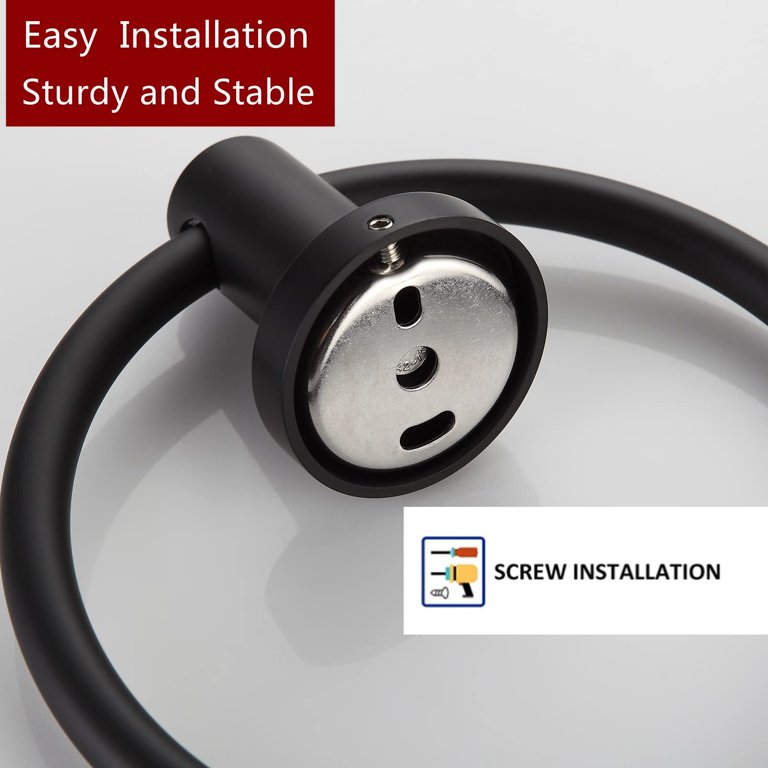 2-Pack Stainless Steel Towel Ring Set – Wall Mounted Hand Towel Holder For Bathroom, Kitchen, Or Powder Room (Heavy Duty, Black Finish)