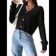 thumbnail image 2 of Suéter Tipo Cárdigan de Punto Suave con Cuello en V y Botones Delanteros de Larga para Mujer Negro XL, 2 of 8