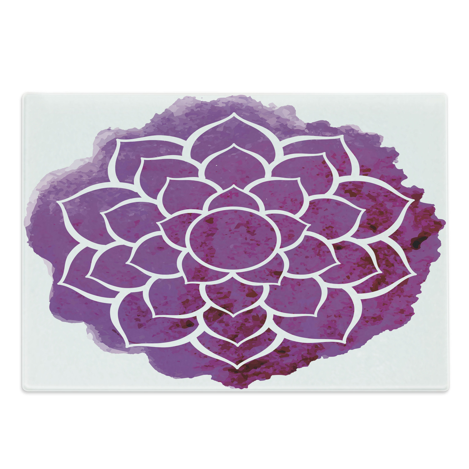 Purple Mandala Cutting Board, Watercolor Lotus Flower Yoga Boho Style Painbrush Art, Decorative Tempered Glass Cutting and Serving Board, Large Size, Fuchsia White, by Ambesonne - image 1 of 1