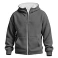 thumbnail image 3 of Waffle Knit Hoodies for Kids Zip Up Hooded Jackets with Pockets (Dark Gray), 3 of 3