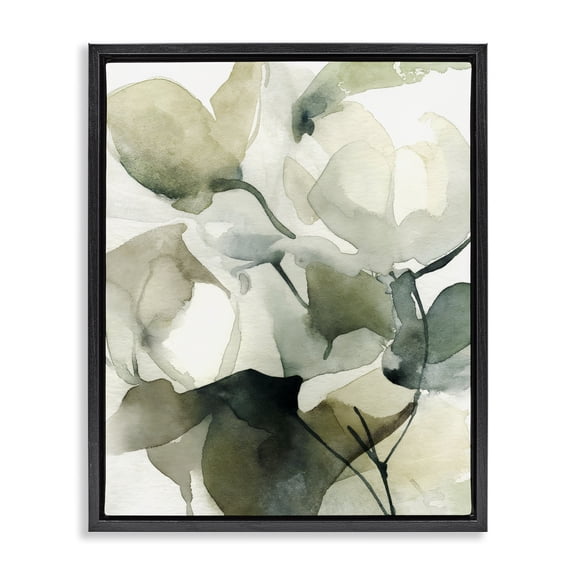 Stupell Industries Modern Flowing Floral Branches Black Floating Frame Canvas Art, 17 x 21, by Svetlana Aleynikova