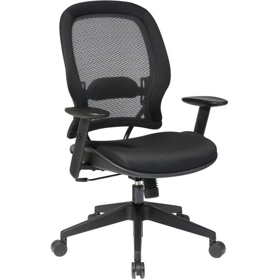 Office Star AirGrid Back and Mesh Fabric Seat Office Chair in Black