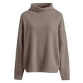 thumbnail image 4 of Comdrip Chandails Confortables pour Femmes Chandails Surdimensionnés Confortables en Tricot Col Rond Automne Chandail Tendance Tenues d'Automne Chandail Col Roulé Femmes, Marron G, 4 of 5