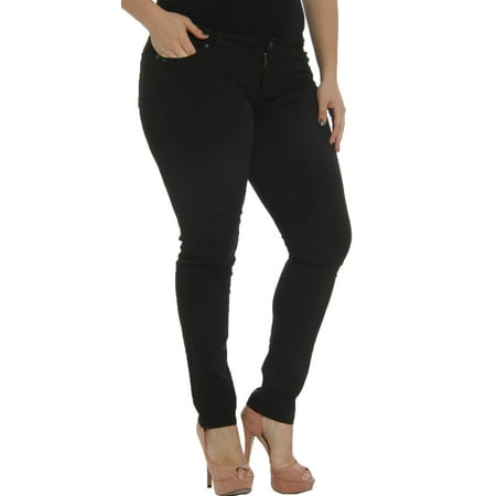 Hey Collection Juniors Plus-Size Brushed Stretch Twill Low Rise Pants Skinny Jeans For Women