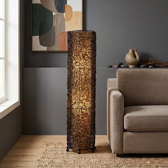Eangee Home Design Nito Large Floor Lamp, Shade Made Of Handmade Paper, 11x11x48 Inches