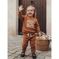 thumbnail image 6 of BemeyourBBs Auntie's Little Bestie Toddler Baby Boy 2 Piece Outfits Long Sleeve Letter Embroidery Waffle Knit Sweatshirt Pants Set Kids Spring Fall Winter Clothes, 6 of 9