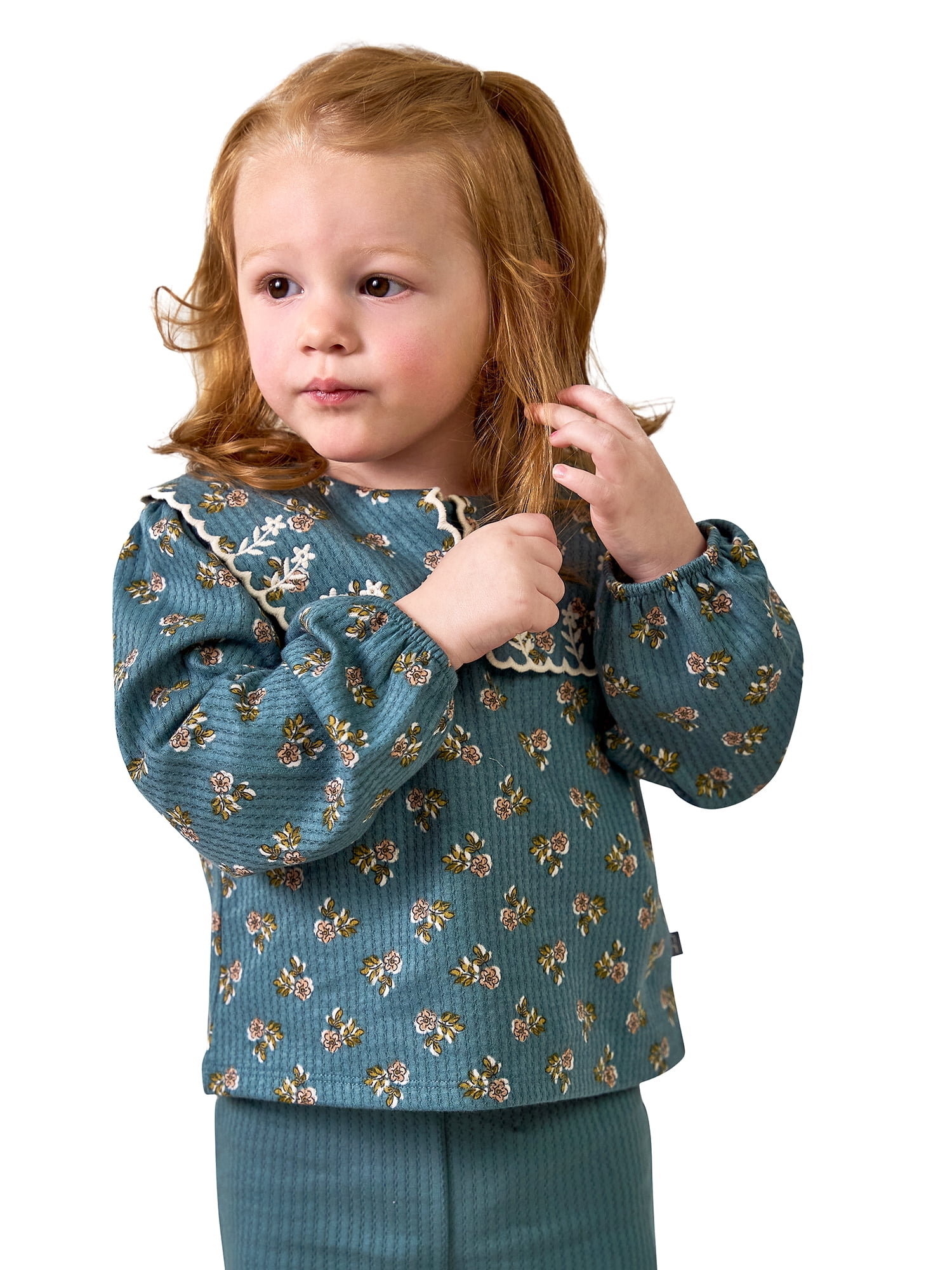 Modern Moments by Gerber Toddler Girl Square Collar Top and Pant Set, Sizes 12 Months - 5T