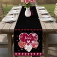 thumbnail image 4 of Black Valentines Day Table Runner - 60 Inch Long Love Hearts Romantic Farmhouse Cotton and Linen Blended Dress Scarves Farmhouse Table Runner for Kitchen Dining, Coffee Table, 13" x 60", 4 of 8
