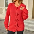 thumbnail image 6 of Abomasnow Women's Tie Front Cardigan Sweaters Bow Puff Long Sleeve Knit Cardigans Coats Fall Fashion Clothes, 6 of 9