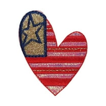 ID 3244 Patriotic Heart Patch 4th of July America Embroidered Iron On Applique