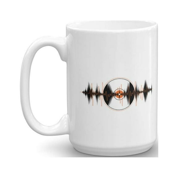 DJ Music Beats Sound Waves Art Design Coffee & Tea Gift Mug Cup, Ornament, Pens Organizer, Supplies, Things, Merchandise, Favors And Fun Birthday Party Decorations & Gifts (15oz)