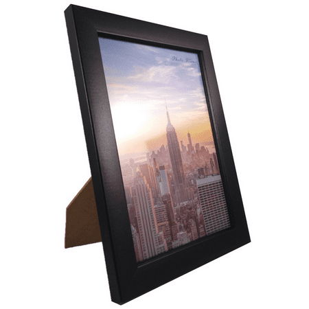 Bold Border Photo Frame - Frame Amo 6x8 Black Contemporary Wood Picture Photo Frame, Flat Border