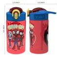 thumbnail image 3 of Zak Designs 2pc 16 oz Marvel Spider-Man Kids Water Bottle Plastic with Easy-Open Locking Spout Cover for Travel, Spidey and His Amazing Friends, 3 of 7