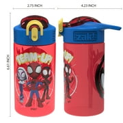 Zak Designs 2pc 16 oz Marvel Spider-Man Kids Water Bottle Plastic with Easy-Open Locking Spout Cover for Travel, Spidey and His Amazing Friends