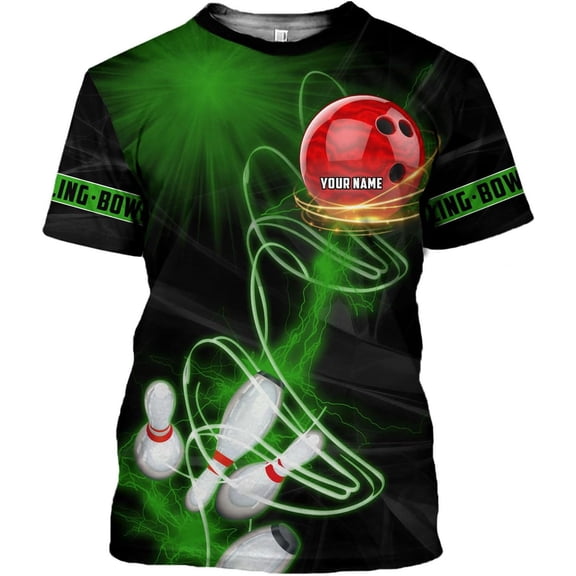 Personalized Bowling Shirt Custom Name Bowling Jersey Shirts Gift for Women & Men Womens Polo Team 3D Unisex Short Sleeve (Green, XL)