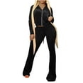 thumbnail image 2 of DailyTrove Women's Long Sleeve Flare Leg Jumpsuit - Solid Color, Slim Fit, Spring & Street Wear,Black, 2 of 6