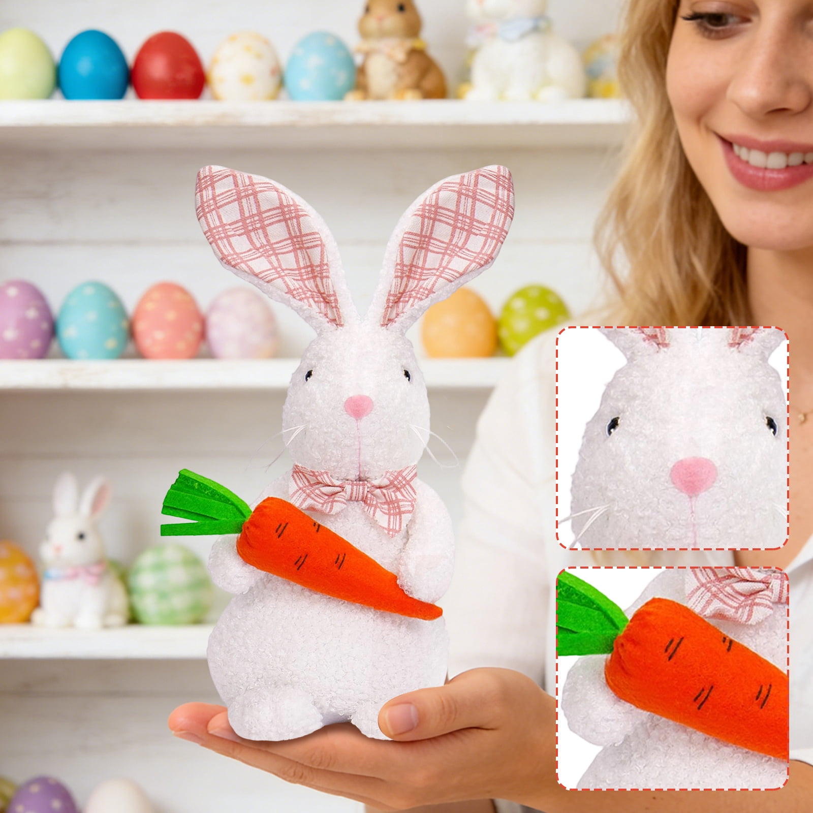 2Pcs 13.78Inch Cute Easter Bunny Stuffed Animals Plush Doll, Soft Plush Toy for Birthday Christmas Valentines Easter Holiday Gifts, Easter Basket Stuffers