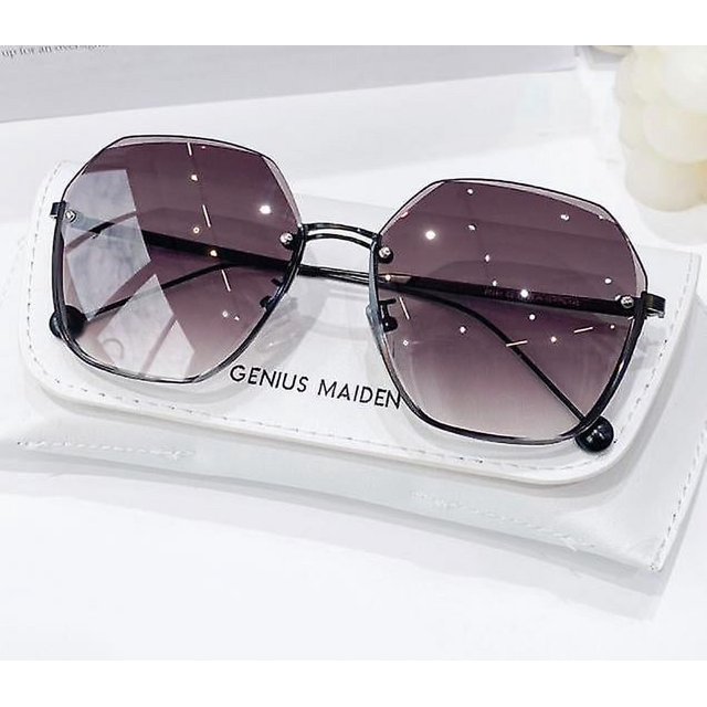 "2022 Quality Sense Fashion Trend Cut Edge Rimless Sunglasses Women's Polygonal Sunglasses Two-color Gradient"