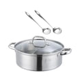 thumbnail image 4 of Olla caliente Shabu Shabu con tapas, utensilios de cocina, utensilios de cocina japoneses de doble cara con cucharas para cocina de restaurante , 28cm perfecl Ollas Calientes Divididas, 4 of 8