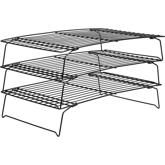 NOGIS Cooling Rack, 3-Tier Stainless Steel Stackable Baking Cooking Cooling Racks for Cooling Roasting Grilling, Collapsible & Heavy Duty, Oven & Dishwasher Safe
