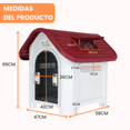 thumbnail image 2 of Casa para Perros Medianos, Chicos y Pequeños Plástico Resistente para Exterior e Interior, Diseño Térmico con Ventilación, Puerta Metálica Segura, Plegable y Compacta, 75x53x66 cm, Color Rojo, 2 of 6