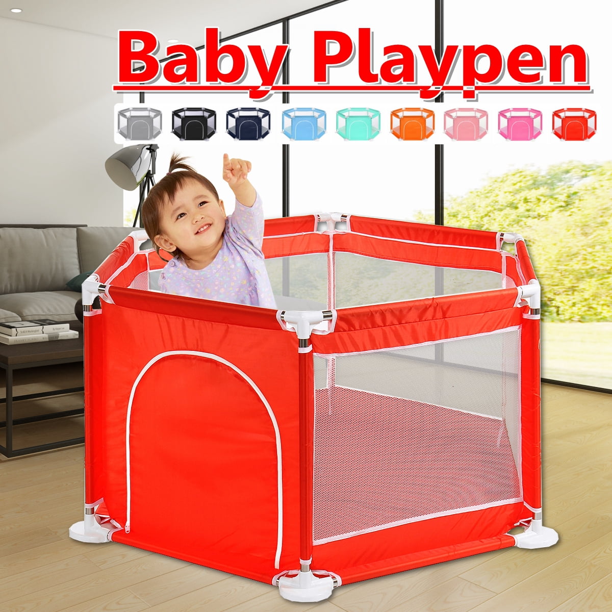 sunset orange kids playpen