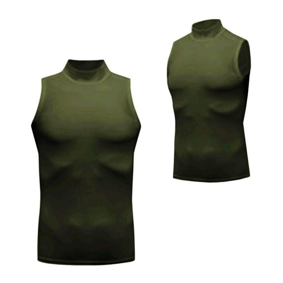 APEXFWDT Men's Mock Neck Sleeveless Tank Top Quick-Dry Muscle Fit Athletic Vest for Gym Workouts, Active Fitness Wear,L,Army Green