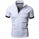 thumbnail image 1 of Camisetas Elvqul para Hombre Economicas de Color Sólido Manga Corta Blanco con Solapa Botones, 1 of 2