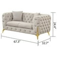thumbnail image 4 of Pemberly Row Modern Loveseat Made with wood & Gold plated Legs in Light Gray, 4 of 7